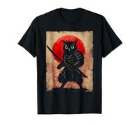 Samurai Gufo Giapponese Guerriero Tradizione Estetica Anime Maglietta