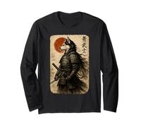 Samurai Husky Warrior Ukiyo Opera d'Arte Giapponese Cane Samurai Maglia a Manica