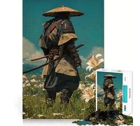 Samurai in un campo di gigli - Puzzle da 1000 pezzi per adolescenti - Stimola la memoria, crea un'atmosfera rilassante, crea un motivo a sorpresa (38x52cm)