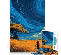 Samurai in un campo sotto un cielo vorticoso - Puzzle difficile per adulti da 1000 pezzi - Gioco di logica fine - Divertimento rilassante - Bordi puliti - Regalo premuroso (38x26cm)
