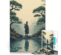 Samurai in un giardino giapponese - Puzzle da 1000 pezzi per ragazzi - Gioco interattivo di gruppo - Immagine da assemblare - Decorazione murale (38x26cm)