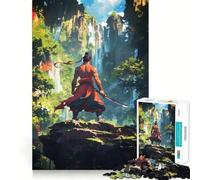 Samurai in un lussureggiante scenario aereo - Puzzle da 1000 pezzi per adulti - Rafforza la memoria, calma la mente, qualità, bordo, calda sorpresa (38x26cm)