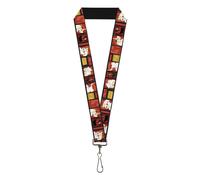 Samurai Jack Lanyard, Samurai Jack Action Pose and Icons Blocks Reds Black, Elas