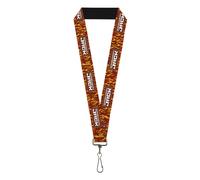 Samurai Jack Lanyard, Samurai Jack Title Logo and Dragon Flames Reds Orange Whit