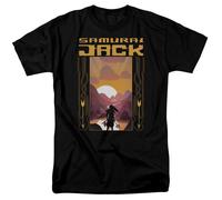 Samurai Jack Sunrise T-Shirt Da Uomo Nero Girocollo Cotone