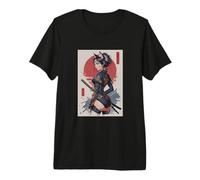 Samurai Japanese Katana Cat Girl Design Maglietta Premium