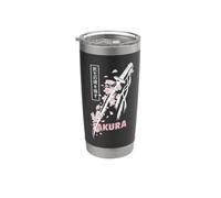 Samurai Katana Tra Sakura Blooms Arte Guerriera Giapponese Bicchiere termico in acciaio inox doppia parete