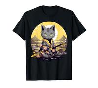 Samurai Korat Gatto giapponese Kawaii Ninja Cat Maglietta