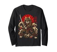 Samurai Lupo Guerriero Giapponese Katana Art Maglia a Manica