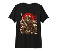Samurai Lupo Guerriero Giapponese Katana Art Maglietta Premium