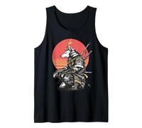 Samurai Lupo Guerriero Giapponese Stile Ukiyo-e Tramonto Canotta