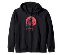 Samurai Lupo Guerriero Giapponese Ukiyo-e Stile Vintage Felpa con Cappuccio