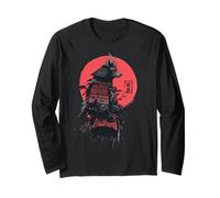 Samurai Lupo Guerriero Giapponese Ukiyo-e Stile Vintage Maglia a Manica