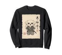 Samurai Maltese Arte Giapponese Sumi-e Kawaii Divertente Felpa