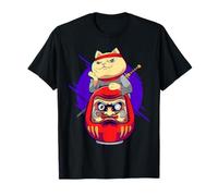 Samurai Maneki Neko Ninja Bushido Kawaii Daruma Aesthetic Maglietta