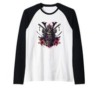 Samurai Maschere Guerriero Spirito Fiori Maglia con Maniche Raglan
