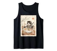 Samurai Ninja Carino Gatto Ramen Bowl Giapponese Acquerello Giappone Canotta