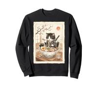 Samurai Ninja Carino Gatto Ramen Bowl Giapponese Acquerello Giappone Felpa