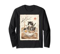 Samurai Ninja Carino Gatto Ramen Bowl Giapponese Acquerello Giappone Maglia a Manica