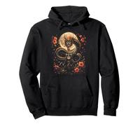 Samurai Ninja Cat Dragon Moon Arte estetica Giapponese Felpa con Cappuccio