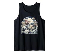 Samurai Ninja Cat vs Dragon Monster Great Wave Arte Giapponese Canotta