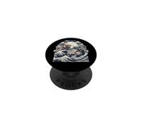 Samurai Ninja Cat vs Dragon Monster Great Wave Arte giapponese PopSockets PopGrip Adesivo