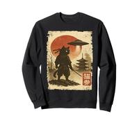Samurai Ninja Cat Warrior Sumi-e UFO Ukiyo-e Sci Fi Japanese Felpa