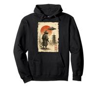 Samurai Ninja Cat Warrior Sumi-e UFO Ukiyo-e Sci Fi Japanese Felpa con Cappuccio