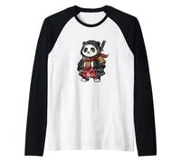 Samurai Panda Guerriero Giappone Cartone animato Maglia con Maniche Raglan