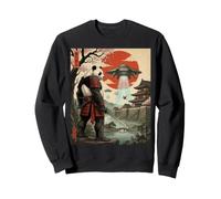 Samurai Panda UFO Alien Invasione Giapponese Ukiyo-e Felpa