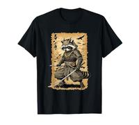 Samurai Procione Guerriero Spada Animal Art Ninja Giapponese Maglietta