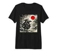 Samurai Pug Dog Japanese Ink Wash Painting - Sumi-e Art Maglietta Premium