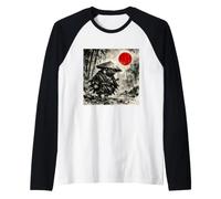 Samurai Pug Dog Japanese Wash Painting - Sumi-e Art Maglia con Maniche Raglan
