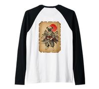 Samurai Pug Japanese Art Anime Dog (sul Retro) Maglia con Maniche Raglan