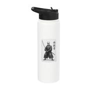 Samurai Scheletro Vintage Ukiyo-e Warrior Artwork Graphic Art Stainless Steel Insulated Water Bottle