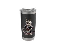 Samurai Scottish Fold Cat Bicchiere termico in acciaio inox doppia parete