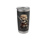Samurai Scottish Fold Cat Bicchiere termico in acciaio inox doppia parete