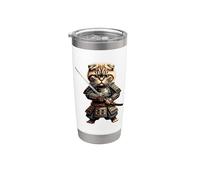 Samurai Scottish Fold Cat Bicchiere termico in acciaio inox doppia parete