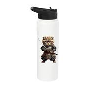 Samurai Scottish Fold Cat Stainless Steel Insulated Water Bottle