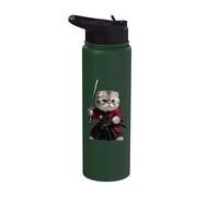 Samurai Scottish Fold Cat Stainless Steel Insulated Water Bottle