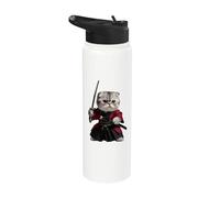 Samurai Scottish Fold Cat Stainless Steel Insulated Water Bottle