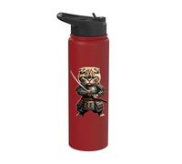 Samurai Scottish Fold Cat Stainless Steel Insulated Water Bottle