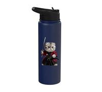 Samurai Scottish Fold Cat Stainless Steel Insulated Water Bottle