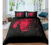 Samurai set di biancheria da letto copripiumino per il tramonto copripiumino giapponese samurai copriletto per la silhouette scenario decorazione della stanza per gli uomini king