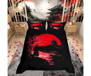 Samurai set di biancheria da letto copripiumino per il tramonto copripiumino giapponese samurai copriletto per la silhouette scenario decorazione della stanza per gli uomini king