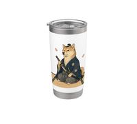Samurai Shiba Inu Ukiyo E Kimono giapponese Bicchiere termico in acciaio inox doppia parete