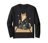 Samurai Shiba Inu Ukiyo E Kimono Giapponese Maglia a Manica