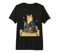 Samurai Shiba Inu Ukiyo E Kimono Giapponese Maglietta Premium