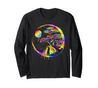 Samurai Silhouette Albero Luna Arte Giapponese Illustrazione Maglia a Manica