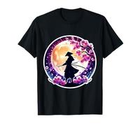 Samurai Silhouette Moonlight Cherry Blossoms Ninja Giapponese Maglietta